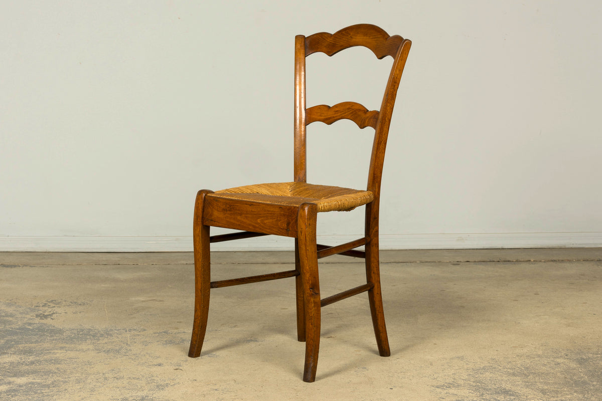 Set of 14 Mid-19th Century French Provincial Petite Maple Rush Seat Dining Chairs