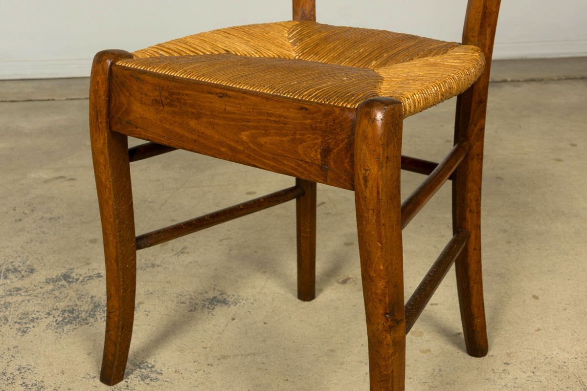 Set of 14 Mid-19th Century French Provincial Petite Maple Rush Seat Dining Chairs