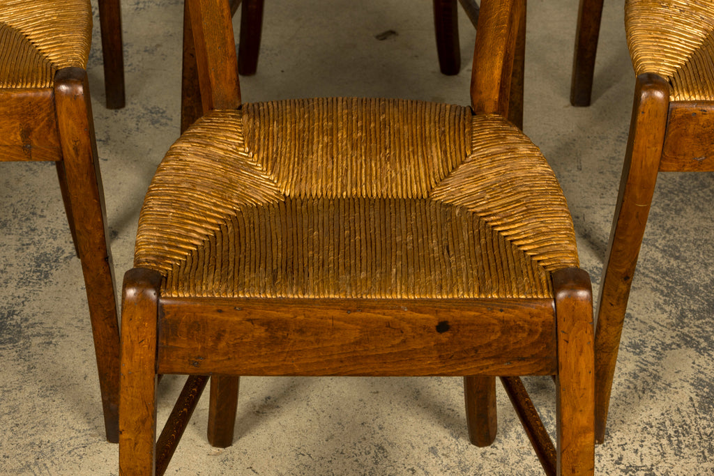Set of 14 Mid-19th Century French Provincial Petite Maple Rush Seat Dining Chairs