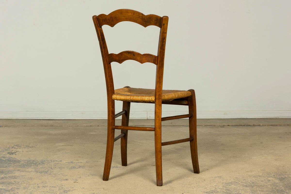 Set of 14 Mid-19th Century French Provincial Petite Maple Rush Seat Dining Chairs