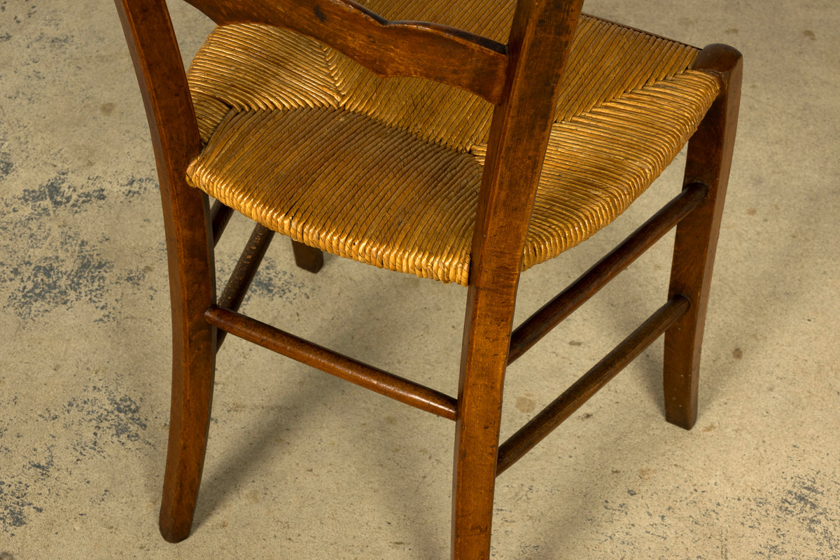 Set of 14 Mid-19th Century French Provincial Petite Maple Rush Seat Dining Chairs