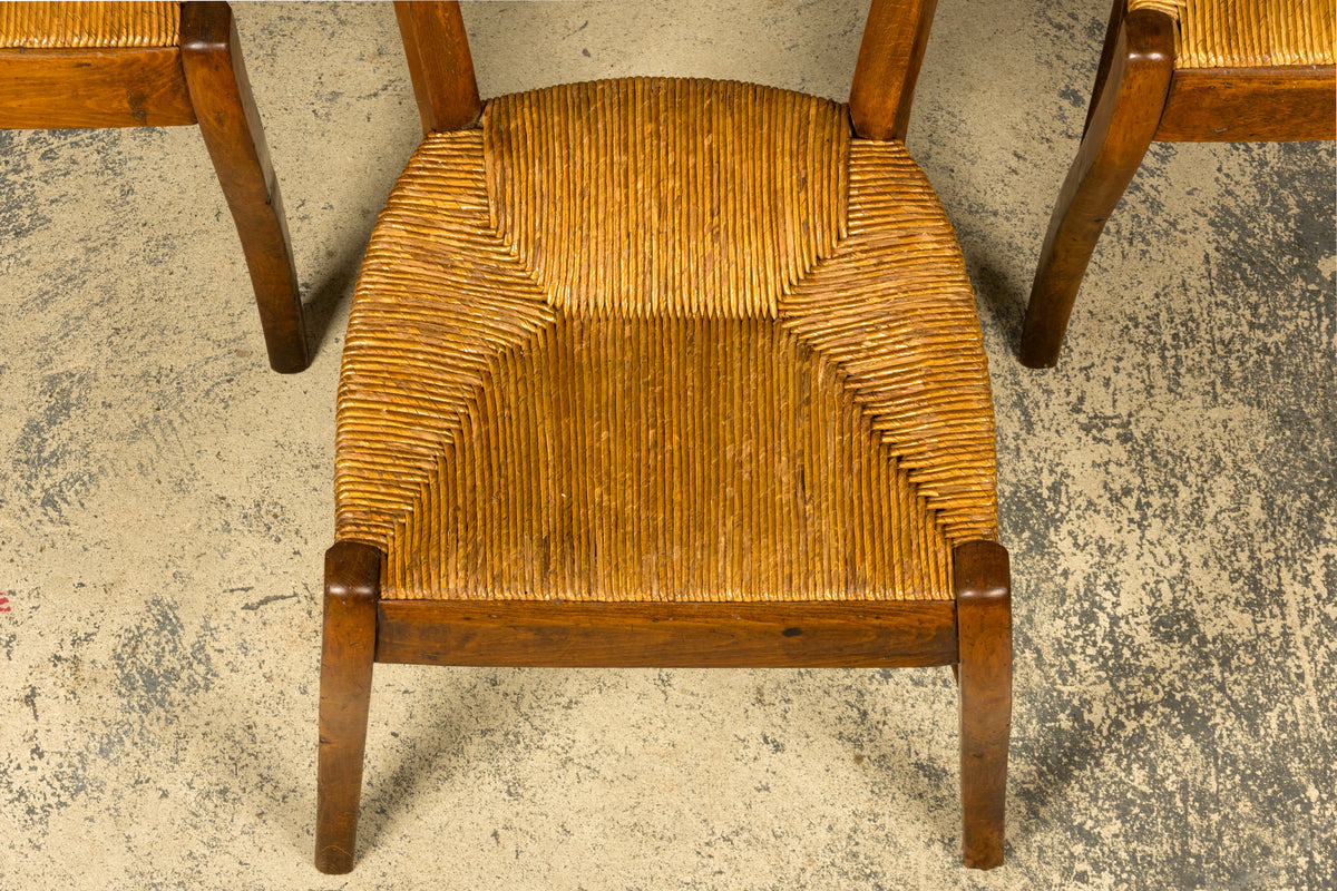 Set of 14 Mid-19th Century French Provincial Petite Maple Rush Seat Dining Chairs