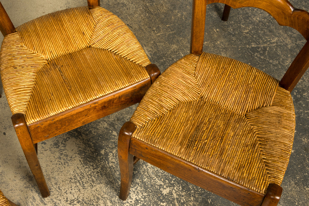 Set of 14 Mid-19th Century French Provincial Petite Maple Rush Seat Dining Chairs