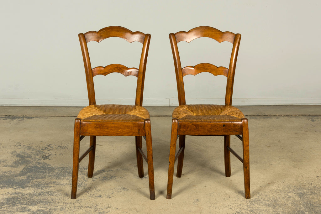 Set of 14 Mid-19th Century French Provincial Petite Maple Rush Seat Dining Chairs
