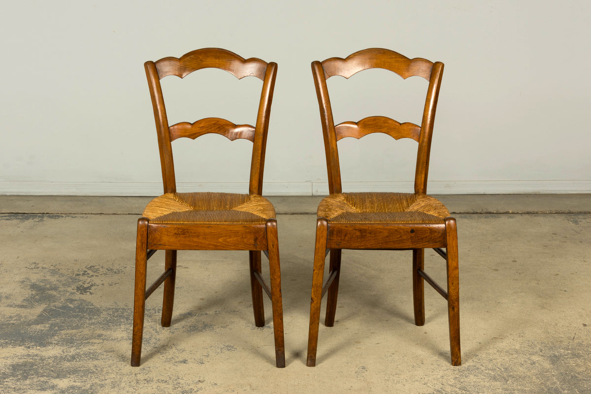 Set of 14 Mid-19th Century French Provincial Petite Maple Rush Seat Dining Chairs
