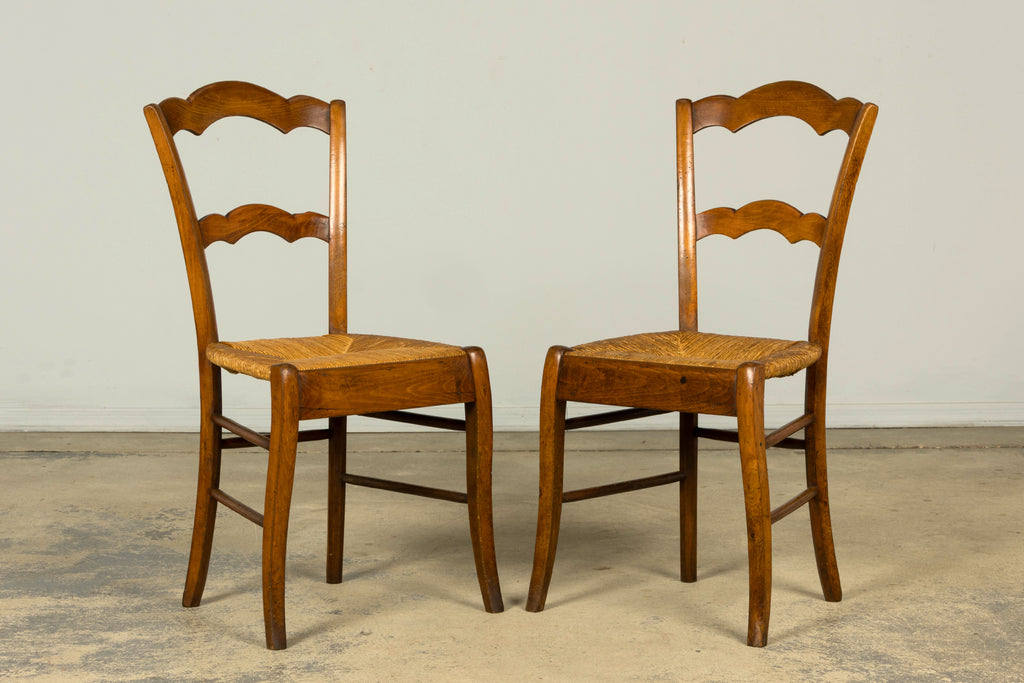 Set of 14 Mid-19th Century French Provincial Petite Maple Rush Seat Dining Chairs