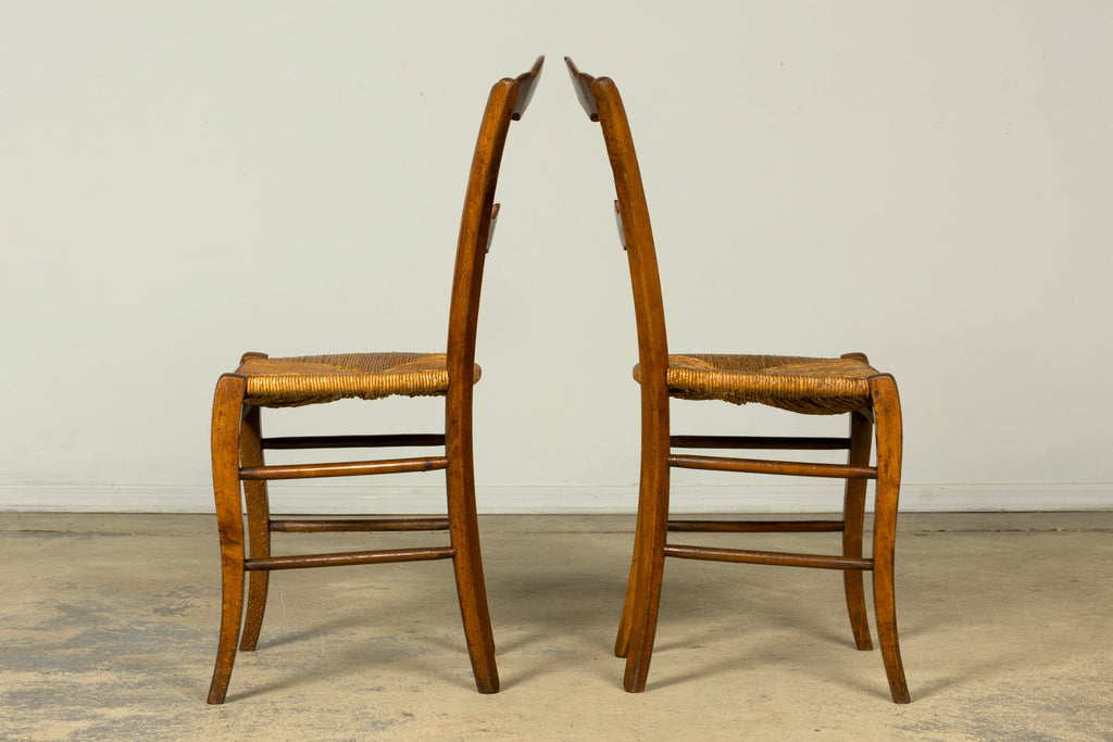 Set of 14 Mid-19th Century French Provincial Petite Maple Rush Seat Dining Chairs