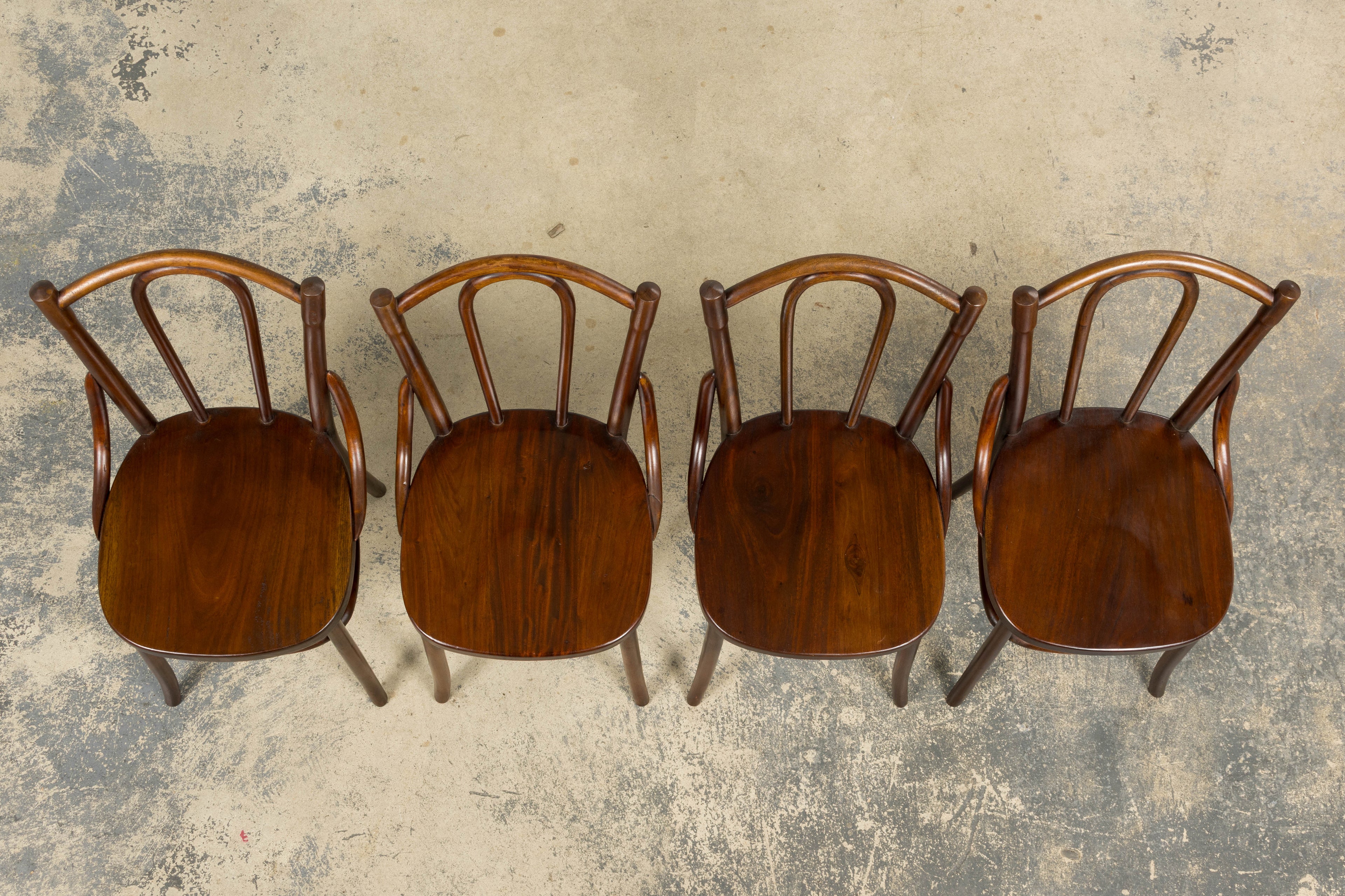 Set of 4 French Bentwood Bistro Dining Chairs, Provence, Mid-20th Century