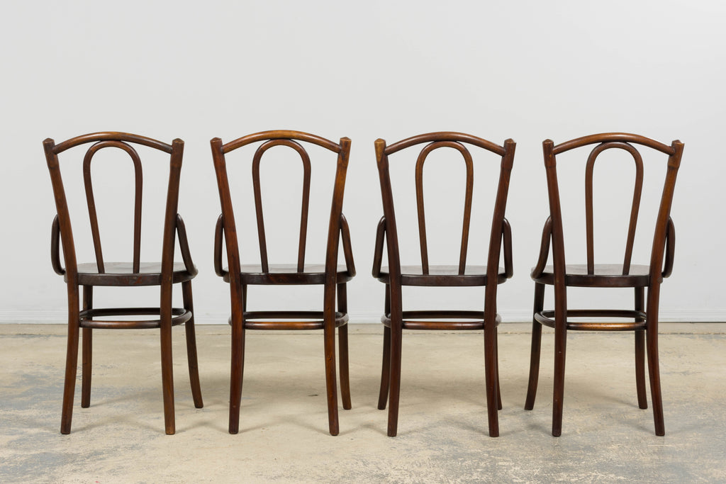 Set of 4 French Bentwood Bistro Dining Chairs, Provence, Mid-20th Century