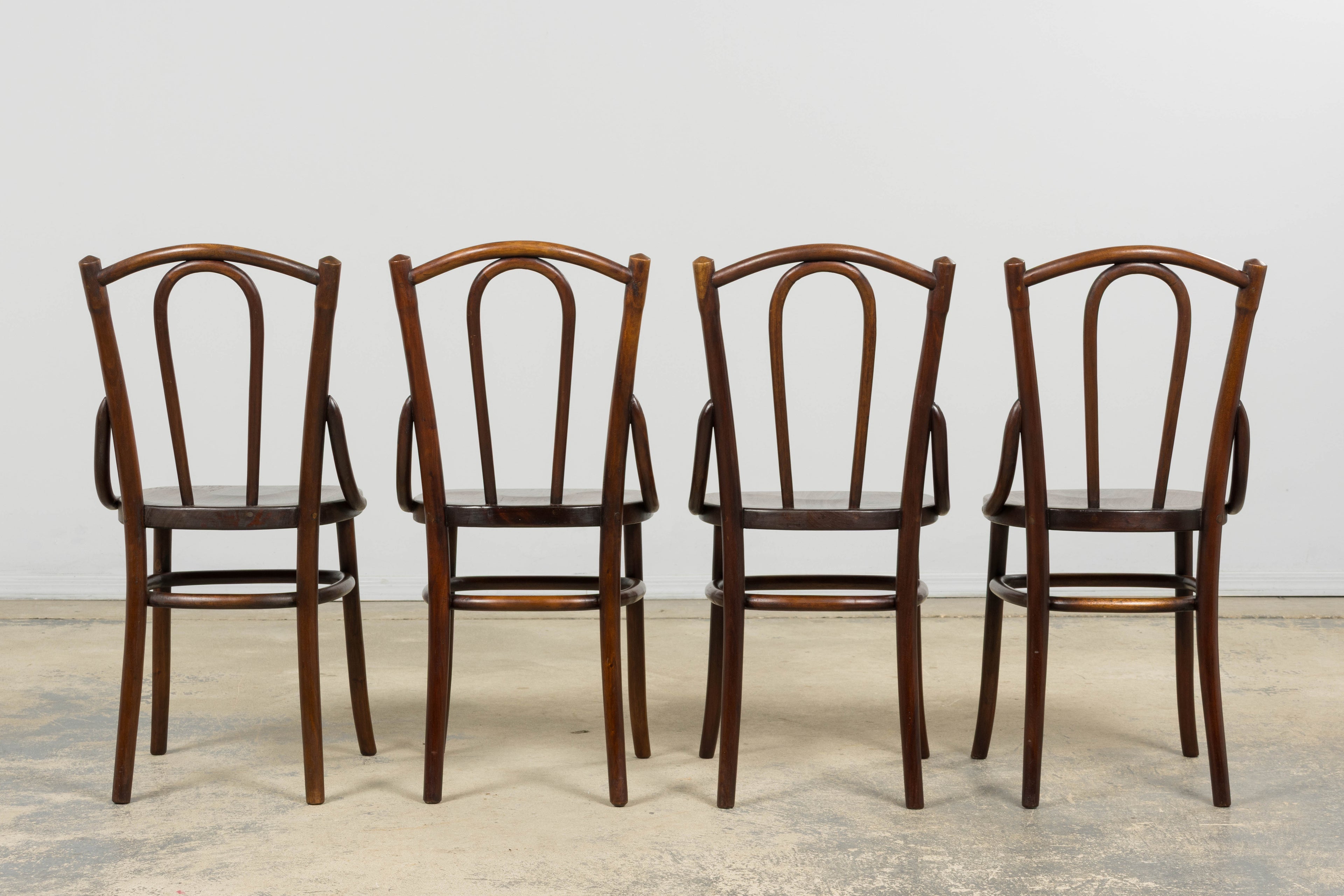Set of 4 French Bentwood Bistro Dining Chairs, Provence, Mid-20th Century