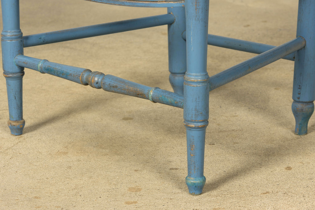 Set of 6 Early 20th Century French Louis XVI Style Painted Rush Dining Chairs