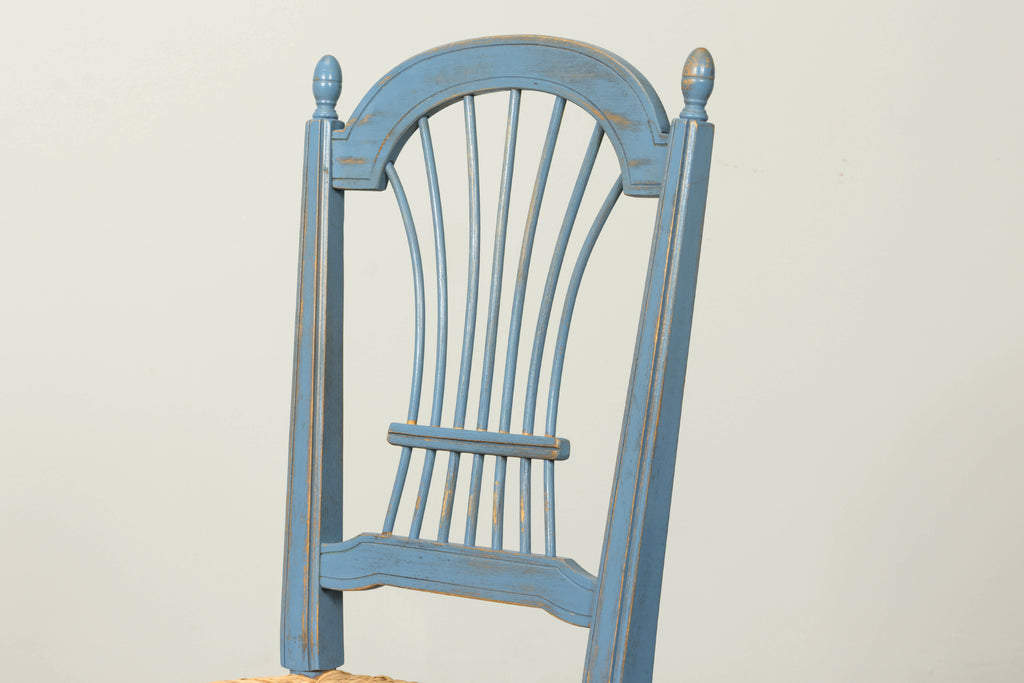 Set of 6 Early 20th Century French Louis XVI Style Painted Rush Dining Chairs