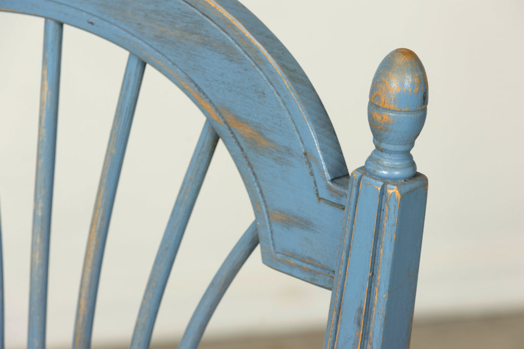 Set of 6 Early 20th Century French Louis XVI Style Painted Rush Dining Chairs