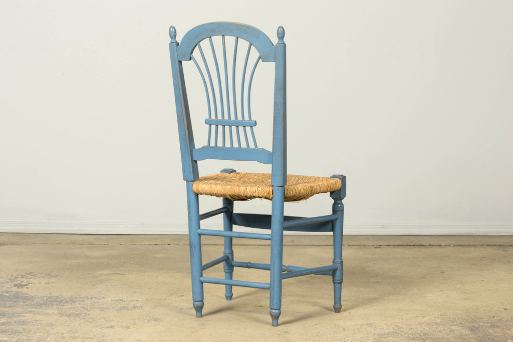 Set of 6 Early 20th Century French Louis XVI Style Painted Rush Dining Chairs