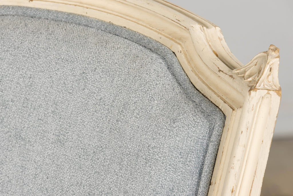 Set of 6 French Louis XVI Painted Dining Chairs in Dusty Blue, Early 20th Century