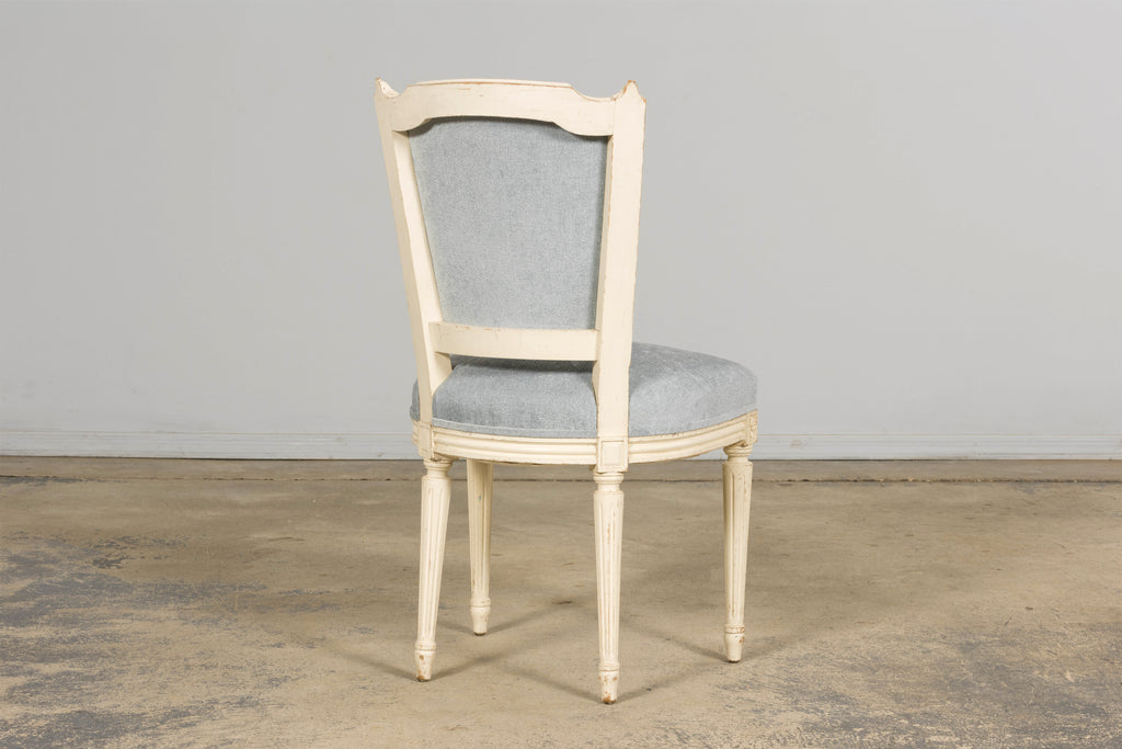 Set of 6 French Louis XVI Painted Dining Chairs in Dusty Blue, Early 20th Century