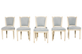Set of 6 French Louis XVI Painted Dining Chairs in Dusty Blue, Early 20th Century
