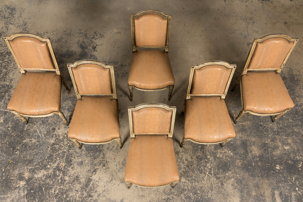 Set of 6 Late 19th Century French Louis XVI Style Dining Chairs by Maison Jansen