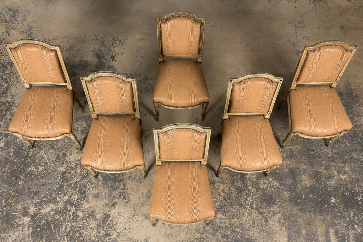 Set of 6 Late 19th Century French Louis XVI Style Dining Chairs by Maison Jansen