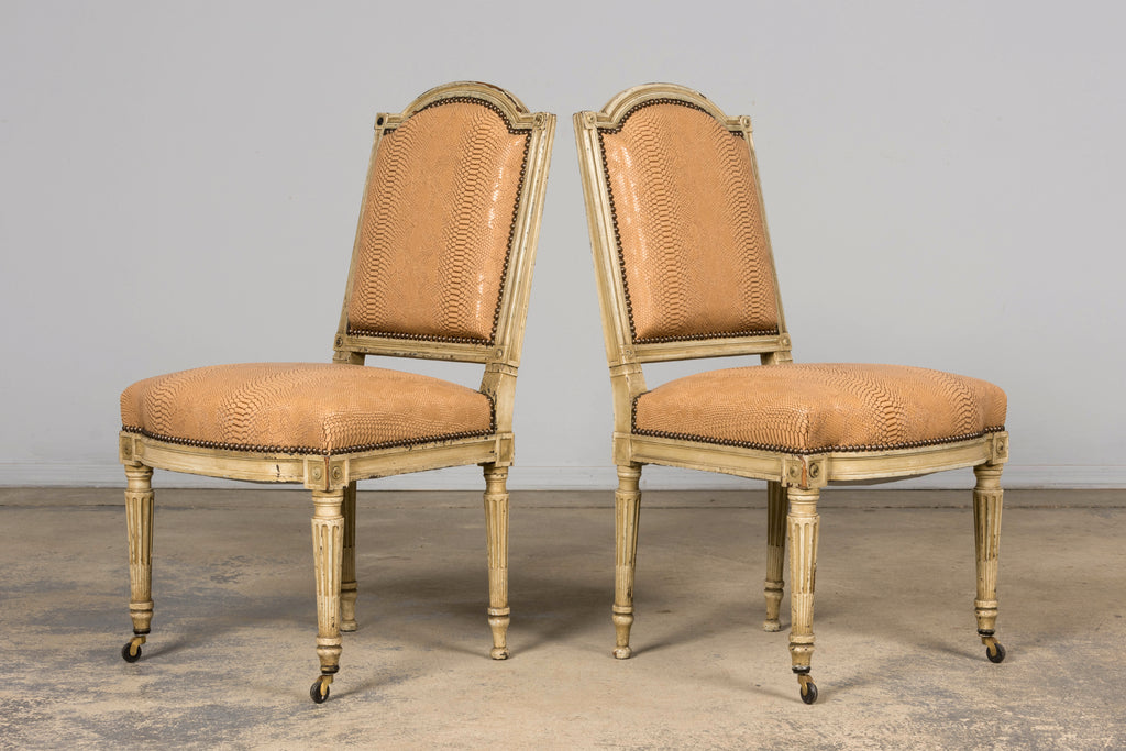 Set of 6 Late 19th Century French Louis XVI Style Dining Chairs by Maison Jansen