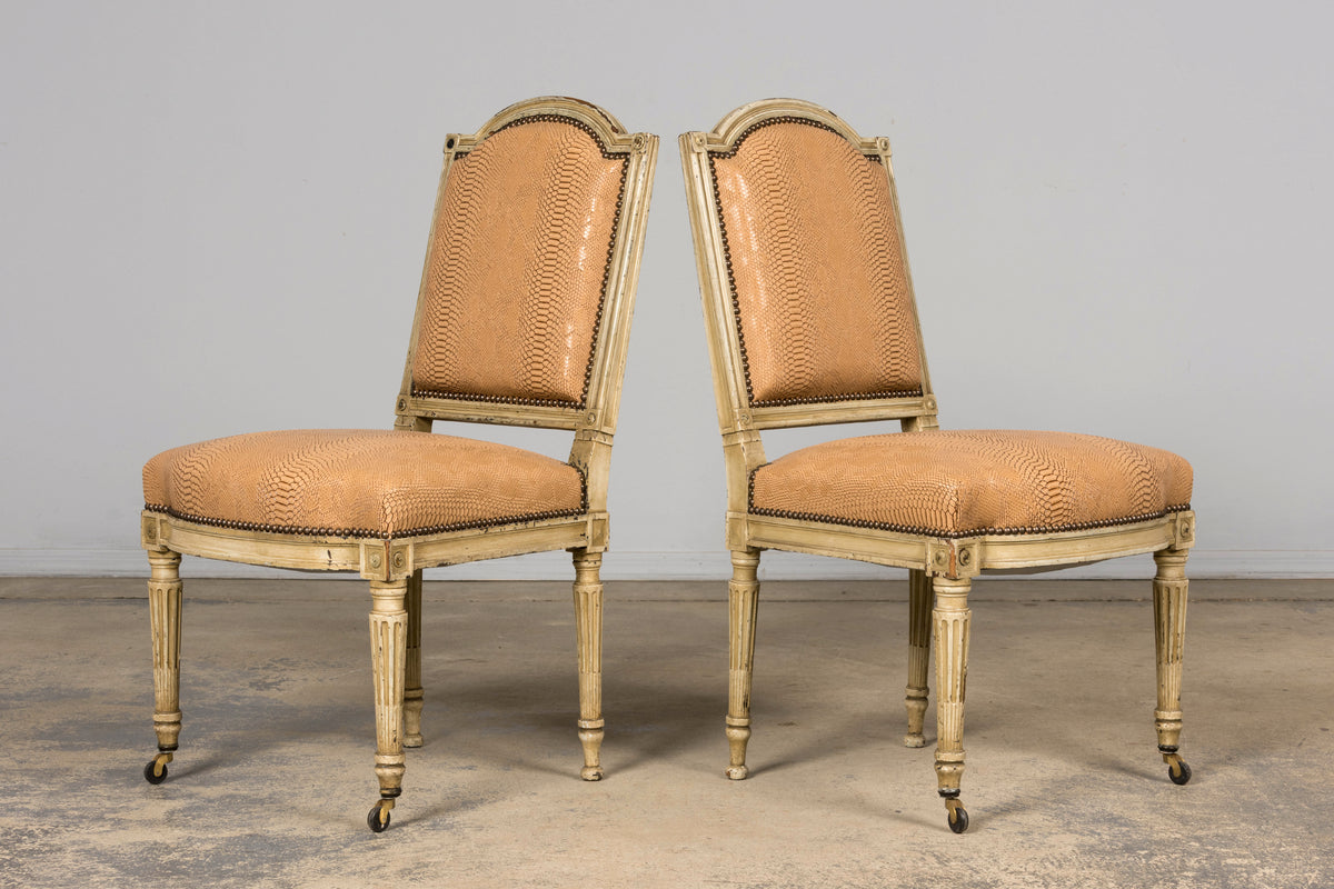 Set of 6 Late 19th Century French Louis XVI Style Dining Chairs by Maison Jansen