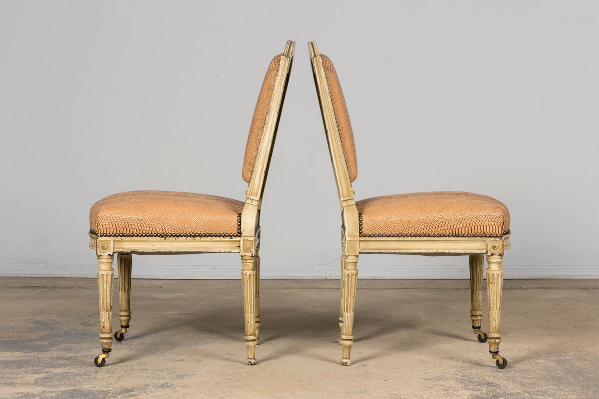 Set of 6 Late 19th Century French Louis XVI Style Dining Chairs by Maison Jansen