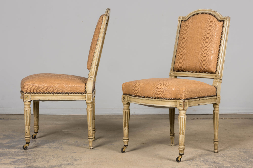 Set of 6 Late 19th Century French Louis XVI Style Dining Chairs by Maison Jansen