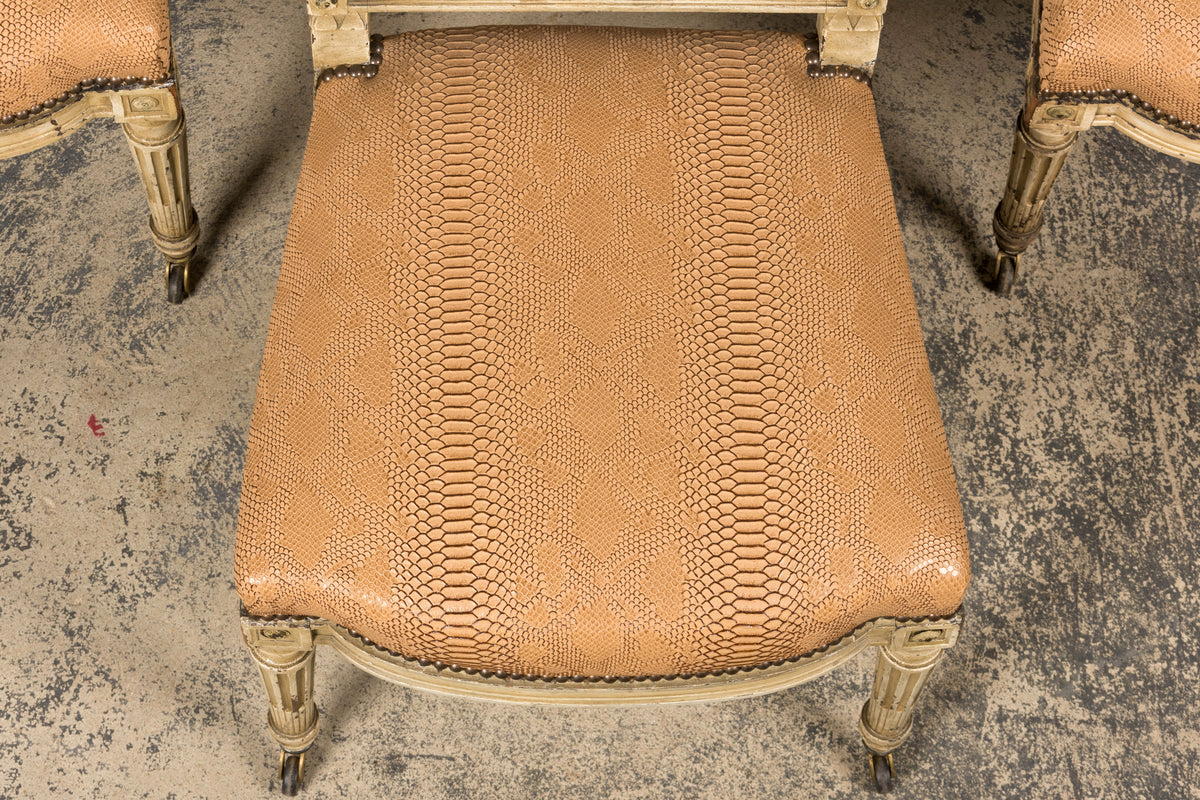 Set of 6 Late 19th Century French Louis XVI Style Dining Chairs by Maison Jansen