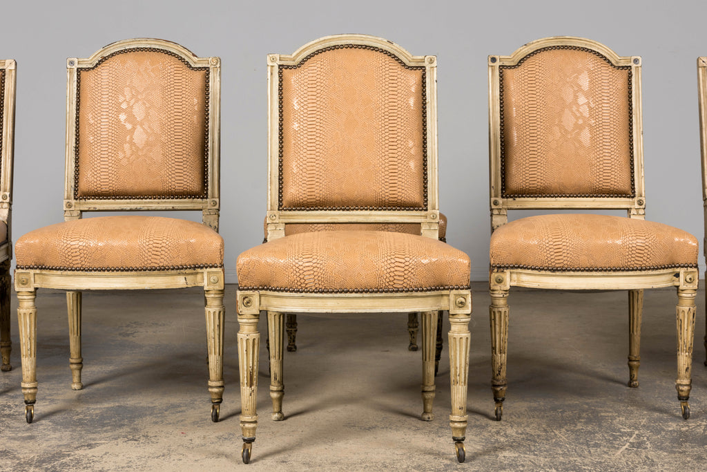 Set of 6 Late 19th Century French Louis XVI Style Dining Chairs by Maison Jansen