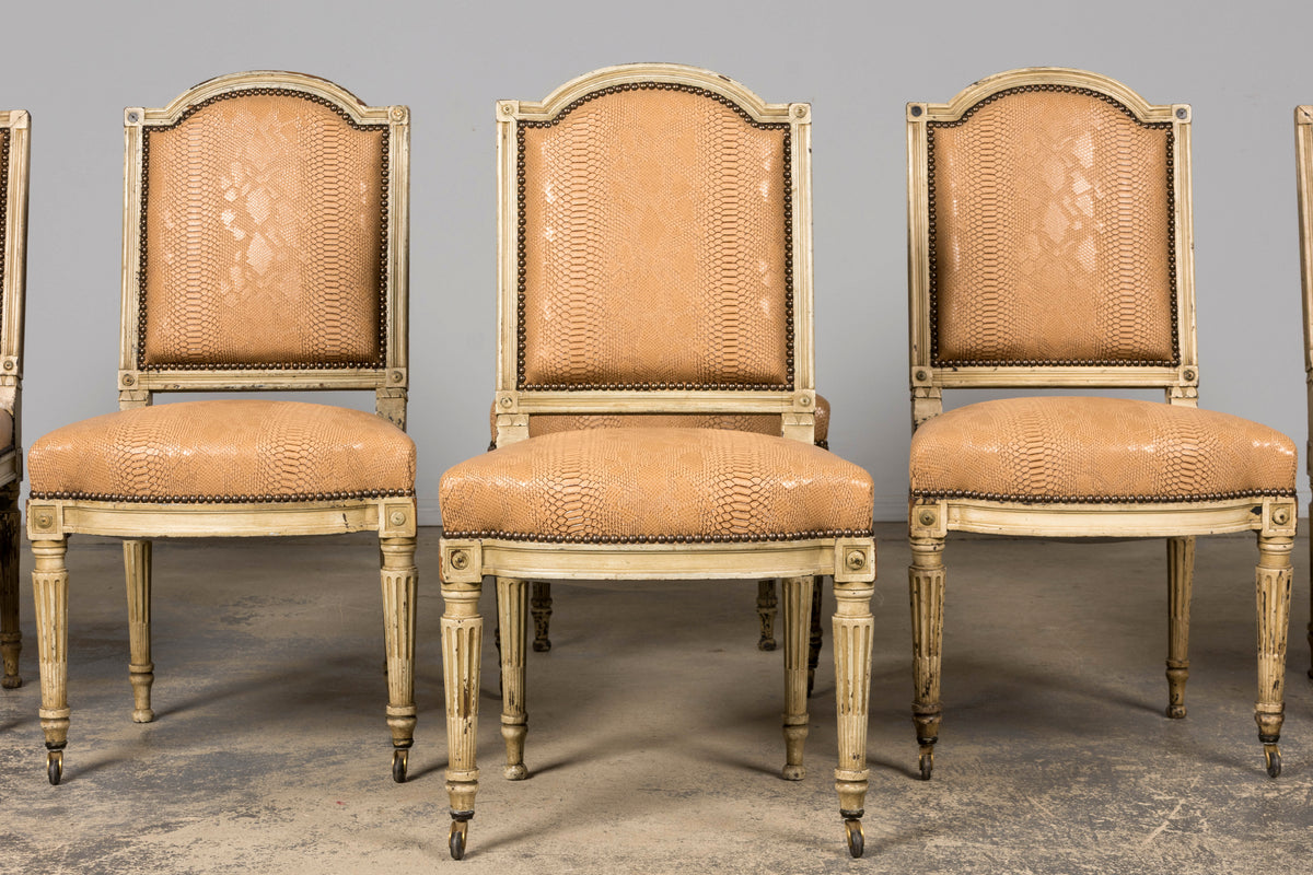 Set of 6 Late 19th Century French Louis XVI Style Dining Chairs by Maison Jansen
