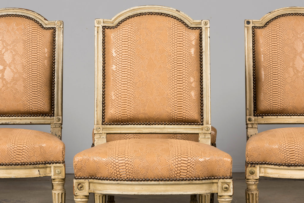 Set of 6 Late 19th Century French Louis XVI Style Dining Chairs by Maison Jansen