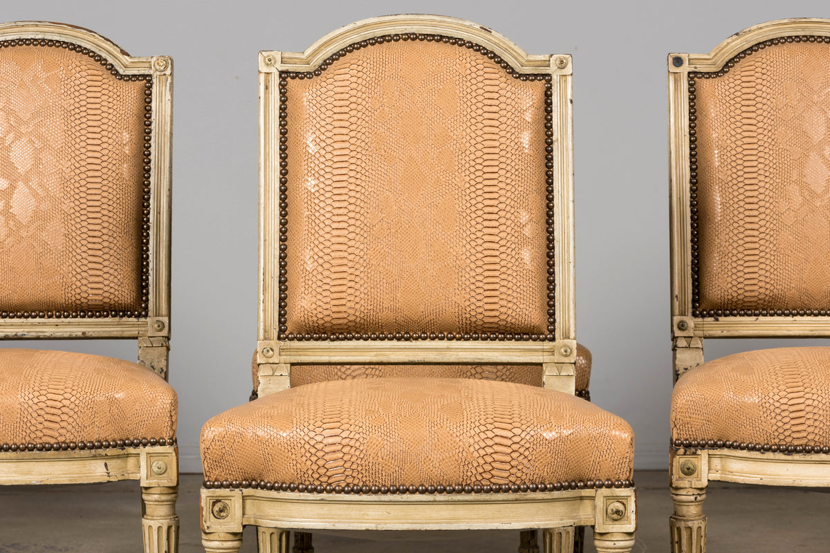 Set of 6 Late 19th Century French Louis XVI Style Dining Chairs by Maison Jansen