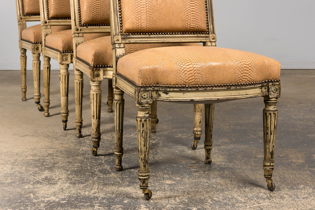 Set of 6 Late 19th Century French Louis XVI Style Dining Chairs by Maison Jansen