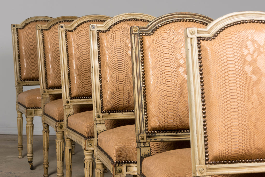 Set of 6 Late 19th Century French Louis XVI Style Dining Chairs by Maison Jansen