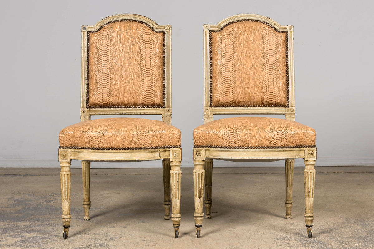 Set of 6 Late 19th Century French Louis XVI Style Dining Chairs by Maison Jansen