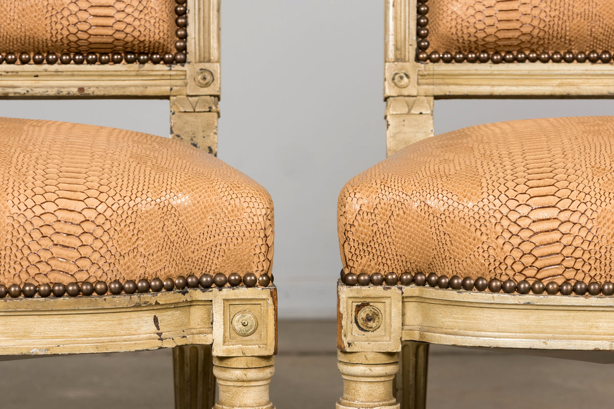 Set of 6 Late 19th Century French Louis XVI Style Dining Chairs by Maison Jansen