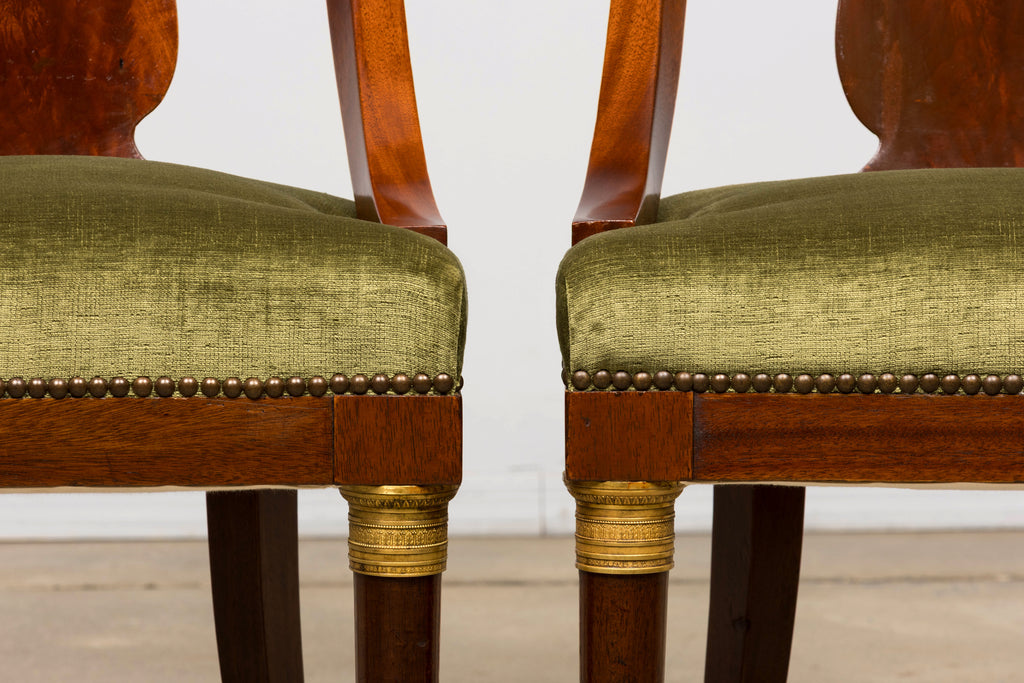 Set of 8 Early 19th Century French Empire Mahogany Gondola Dining Chairs