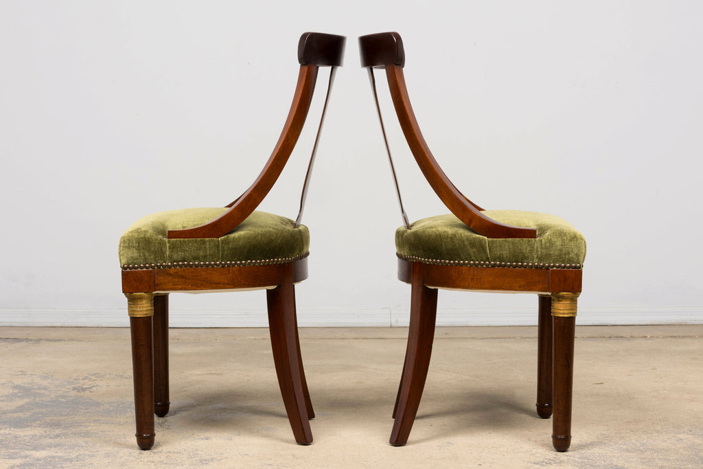 Set of 8 Early 19th Century French Empire Mahogany Gondola Dining Chairs