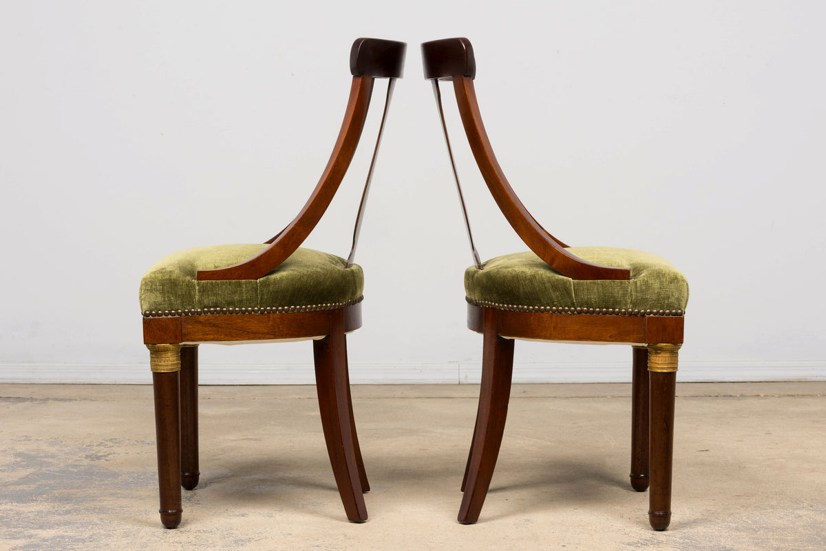 Set of 8 Early 19th Century French Empire Mahogany Gondola Dining Chairs