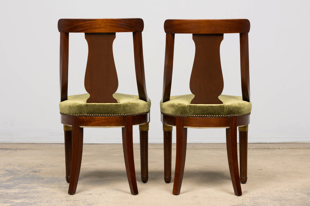 Set of 8 Early 19th Century French Empire Mahogany Gondola Dining Chairs