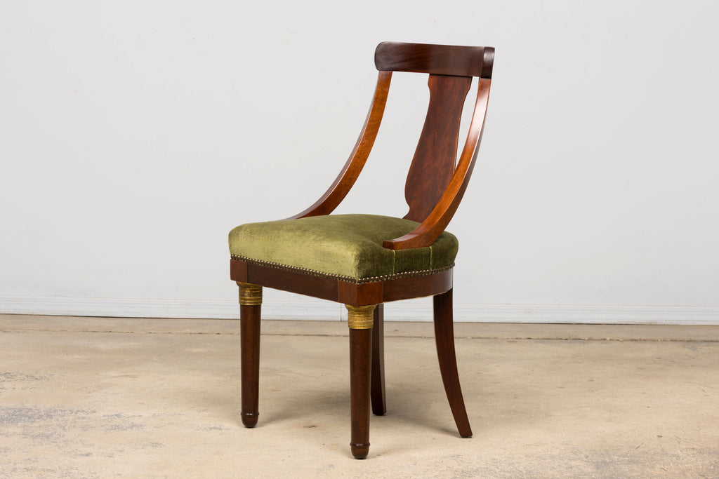 Set of 8 Early 19th Century French Empire Mahogany Gondola Dining Chairs