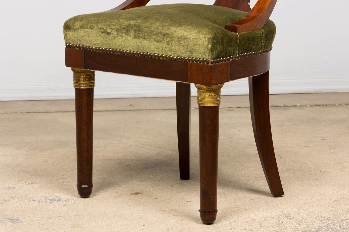 Set of 8 Early 19th Century French Empire Mahogany Gondola Dining Chairs