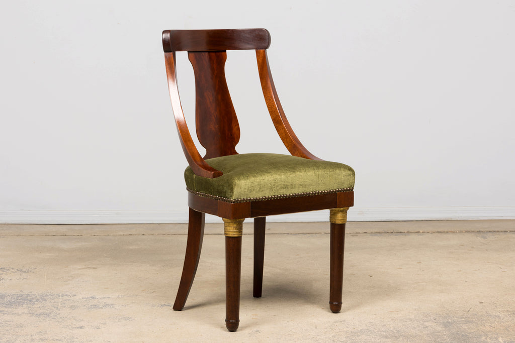 Set of 8 Early 19th Century French Empire Mahogany Gondola Dining Chairs
