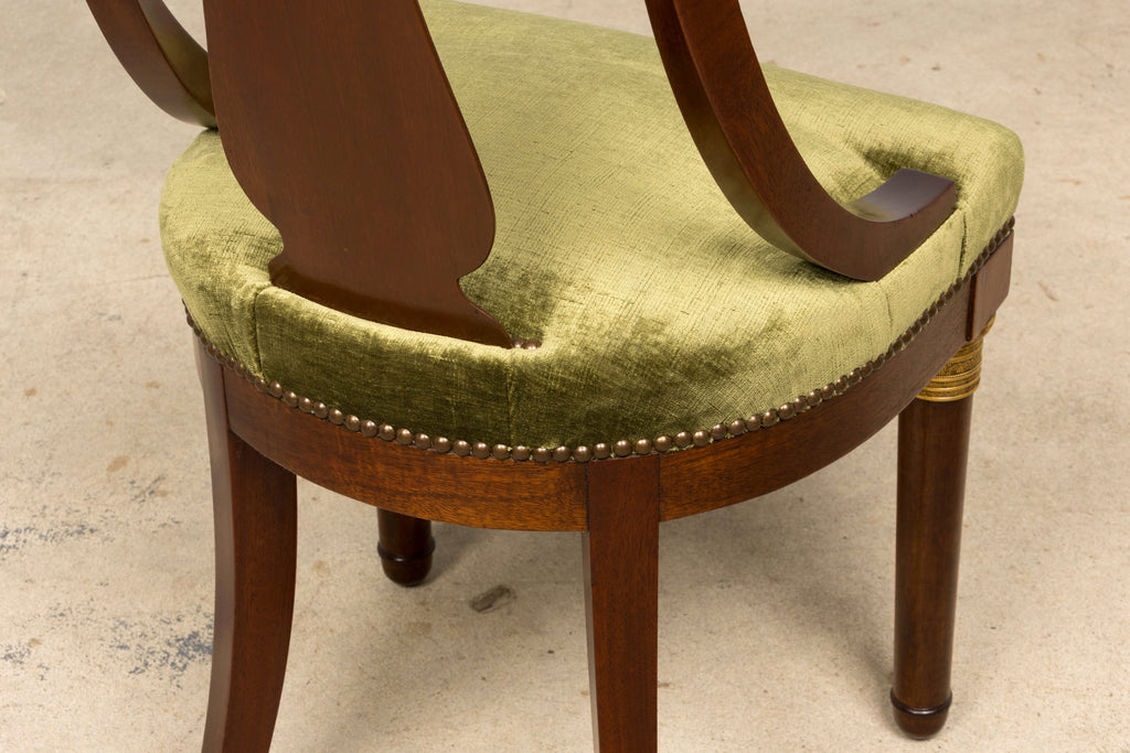 Set of 8 Early 19th Century French Empire Mahogany Gondola Dining Chairs