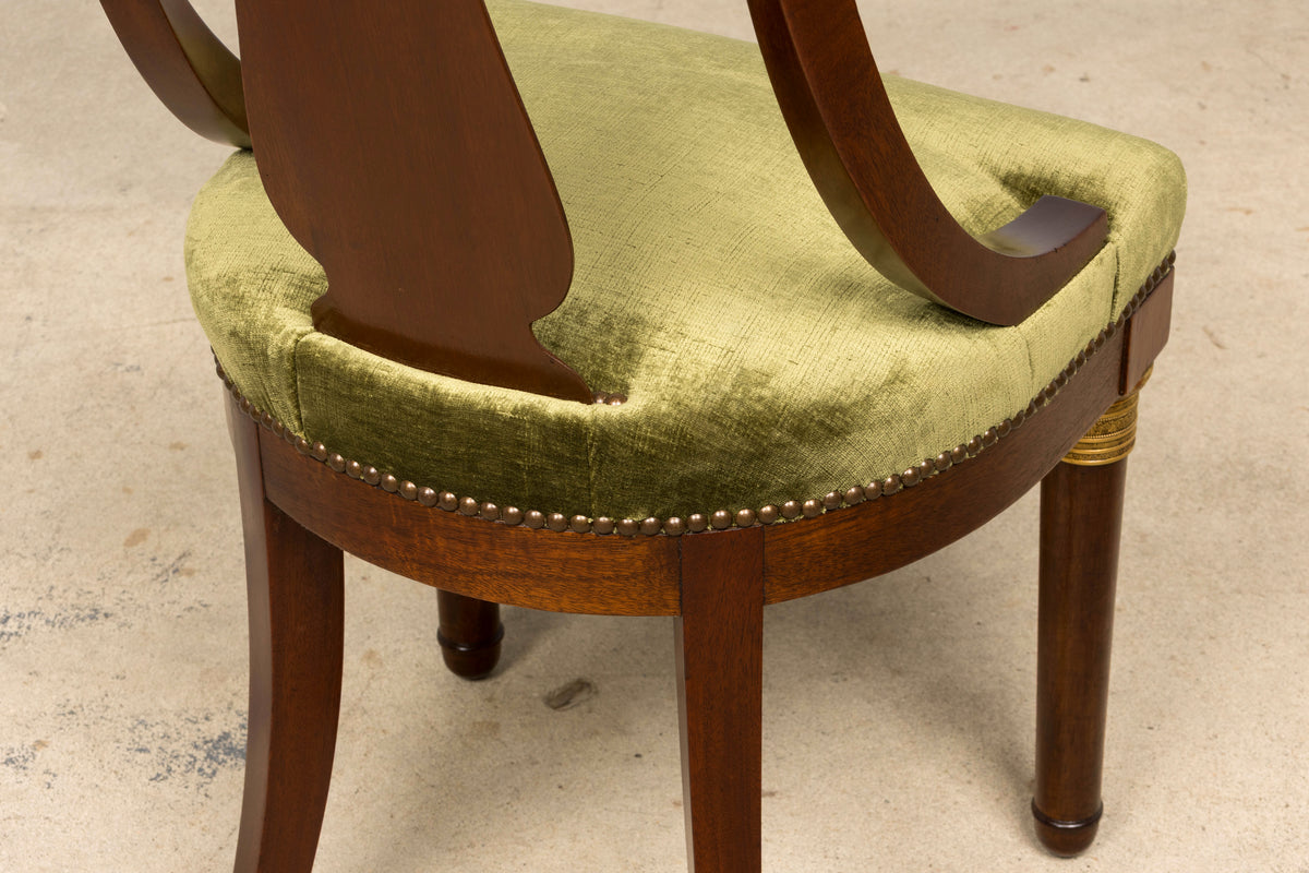 Set of 8 Early 19th Century French Empire Mahogany Gondola Dining Chairs