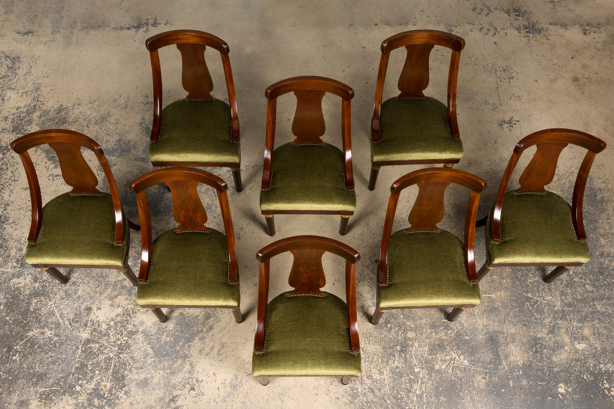 Set of 8 Early 19th Century French Empire Mahogany Gondola Dining Chairs