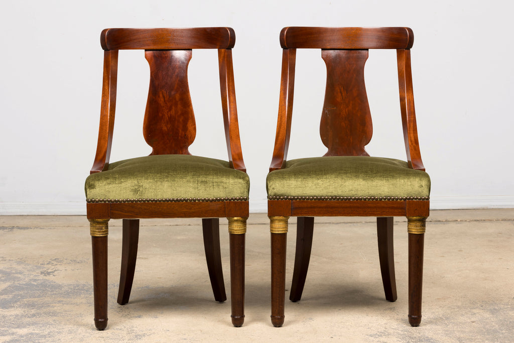 Set of 8 Early 19th Century French Empire Mahogany Gondola Dining Chairs