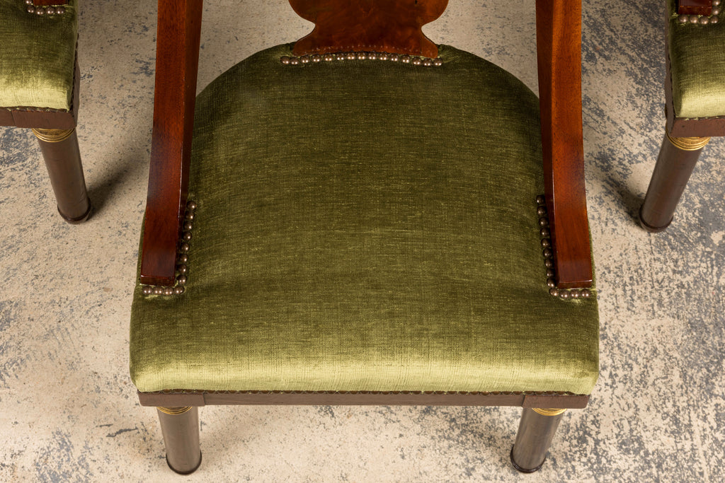 Set of 8 Early 19th Century French Empire Mahogany Gondola Dining Chairs