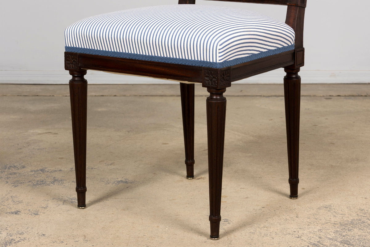 Set of 8 Early 20th Century French Louis XVI Style Mahogany Lyre Back Dining Chairs