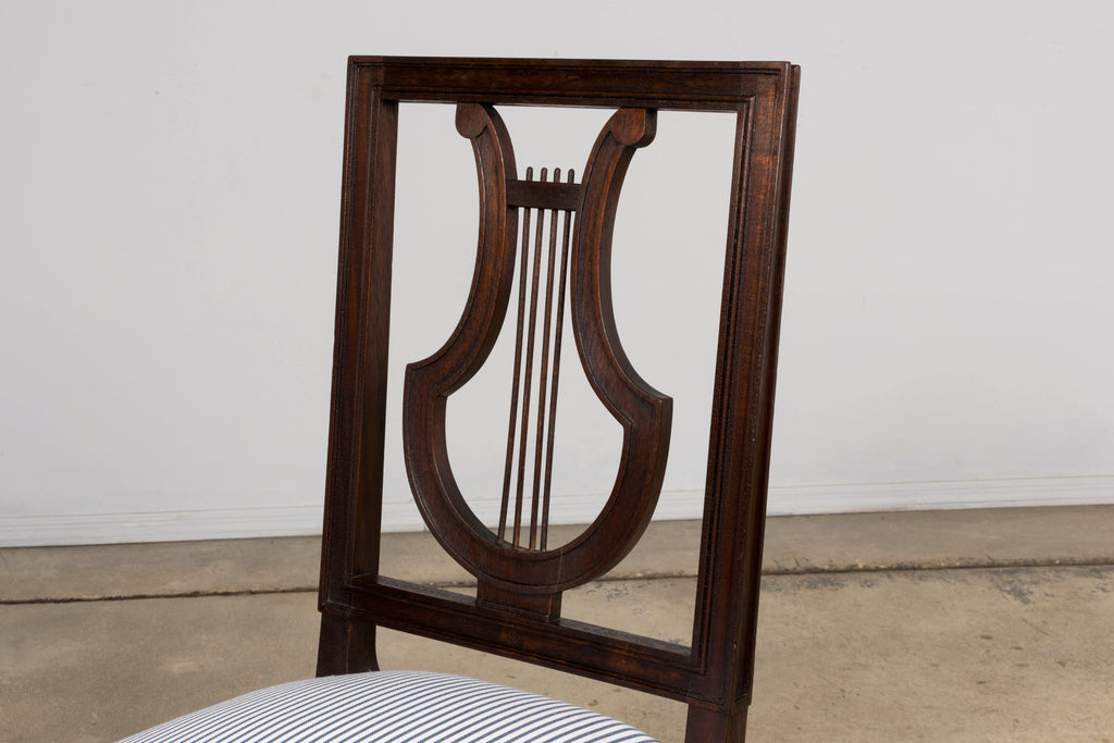 Set of 8 Early 20th Century French Louis XVI Style Mahogany Lyre Back Dining Chairs